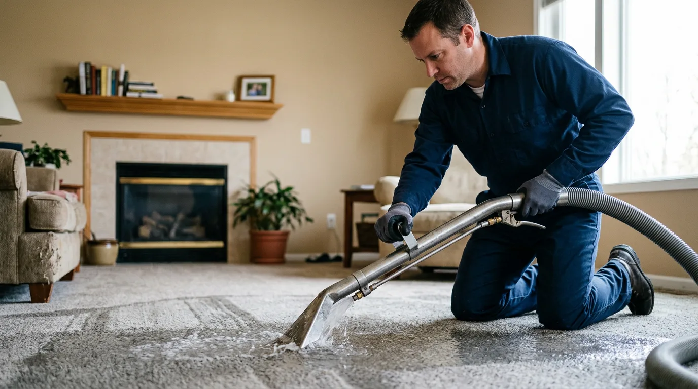 Water damage restoration technician working near Preston, ID